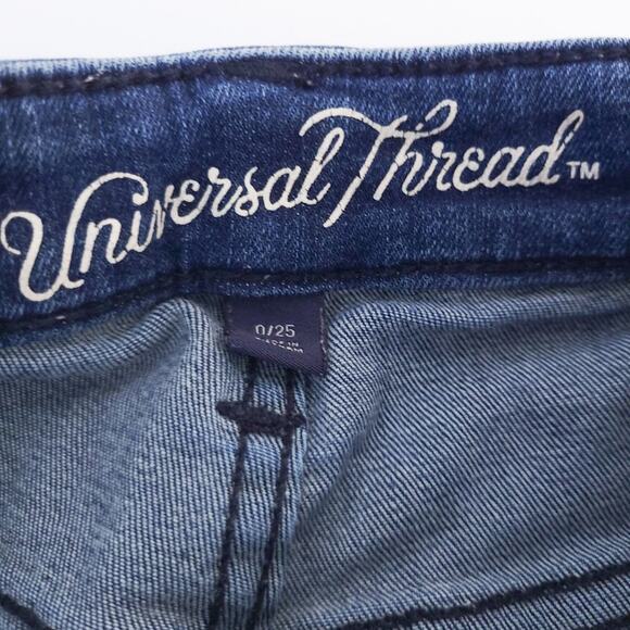 Universal Thread High Rise Midi Blue Jean Shorts Size 0, Denim, Roll Cuff - Picture 5 of 7